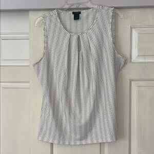 White Polka Dot Sleeveless Top Size L
